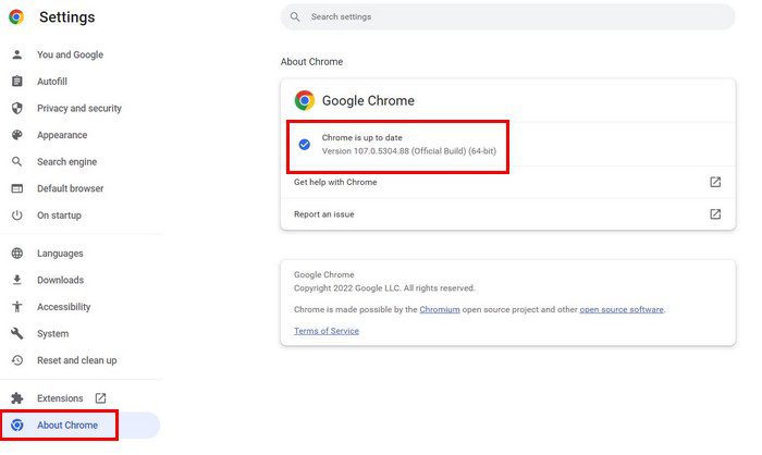 Informazioni sulle impostazioni di Chrome